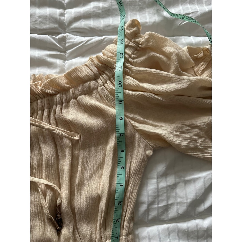 Free People Beach Bliss Maxi Dress - Cream Crinkle Gauze Lace Boho Ruffle - XS - Picture 9 of 12